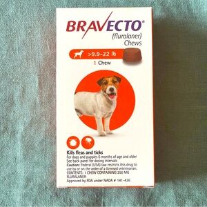 Bravecto For Dogs 9.9lbs to 22lbs Expiration Date 12/24 Effective for 3 Months
